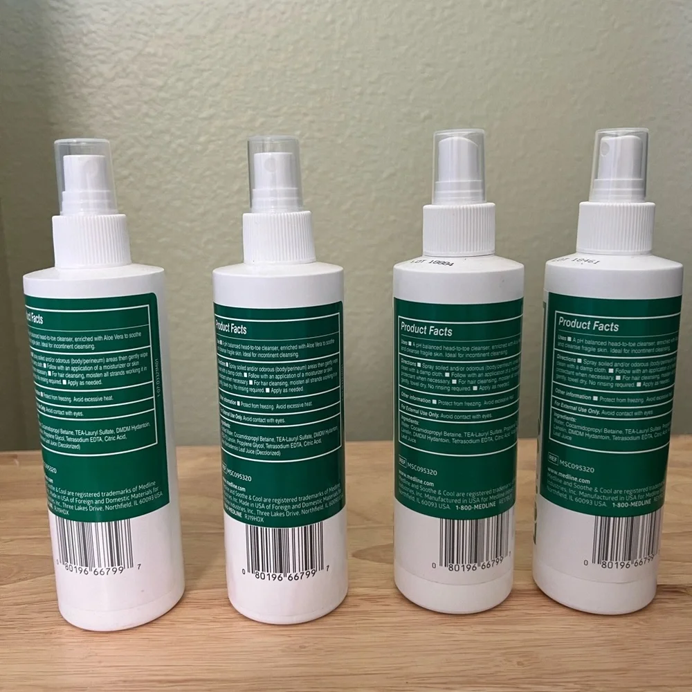 Medline Soothe & Cool Cleanse Total Body Cleanser No-rinse 8 fl oz Lot Of 4 NEW